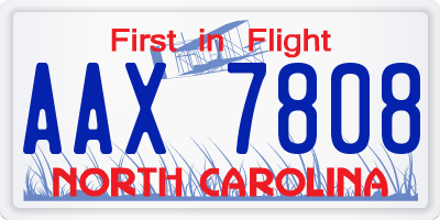 NC license plate AAX7808