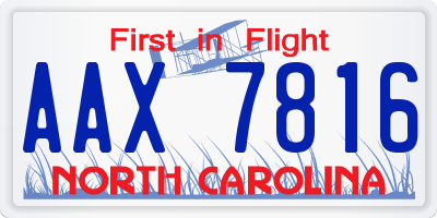 NC license plate AAX7816