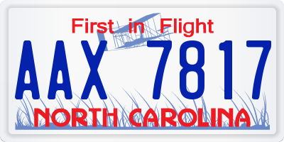 NC license plate AAX7817
