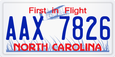 NC license plate AAX7826