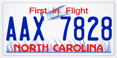 NC license plate AAX7828