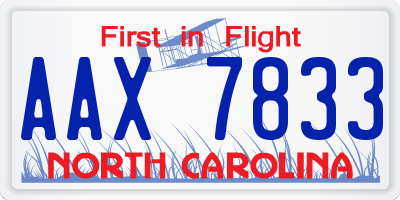 NC license plate AAX7833
