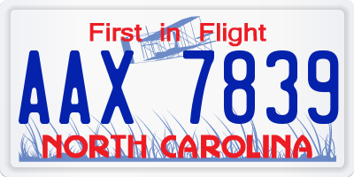 NC license plate AAX7839