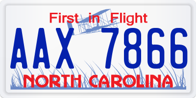 NC license plate AAX7866