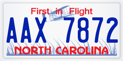 NC license plate AAX7872