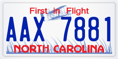 NC license plate AAX7881