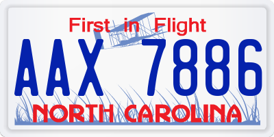 NC license plate AAX7886