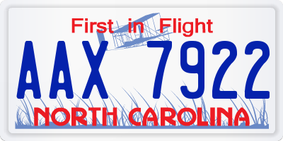 NC license plate AAX7922