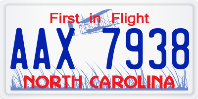 NC license plate AAX7938