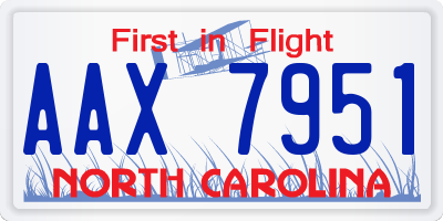 NC license plate AAX7951