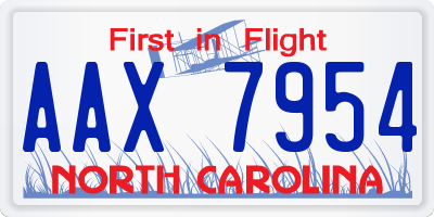 NC license plate AAX7954