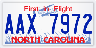 NC license plate AAX7972