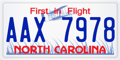 NC license plate AAX7978