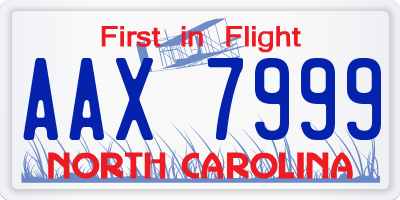 NC license plate AAX7999