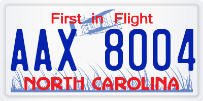 NC license plate AAX8004