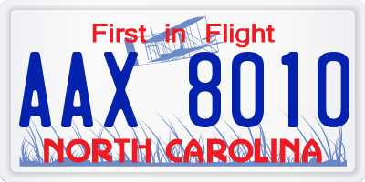 NC license plate AAX8010