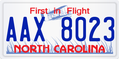 NC license plate AAX8023