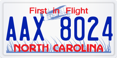 NC license plate AAX8024