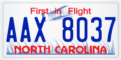 NC license plate AAX8037