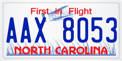 NC license plate AAX8053