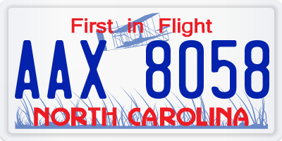 NC license plate AAX8058