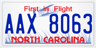 NC license plate AAX8063