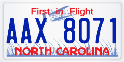 NC license plate AAX8071