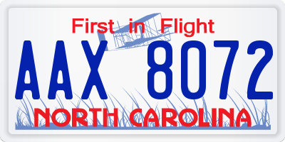 NC license plate AAX8072