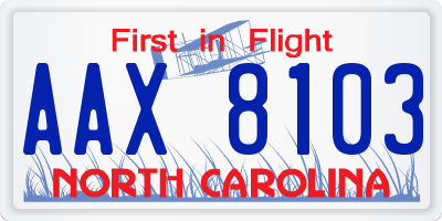 NC license plate AAX8103