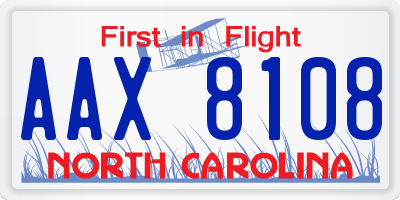 NC license plate AAX8108