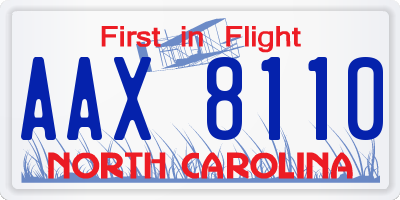 NC license plate AAX8110