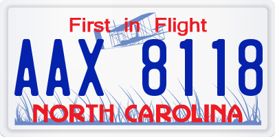 NC license plate AAX8118