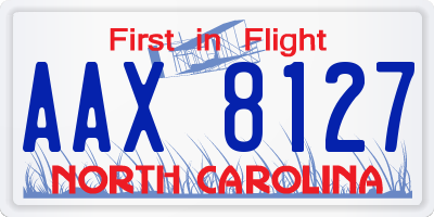 NC license plate AAX8127