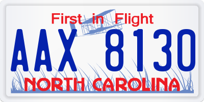 NC license plate AAX8130