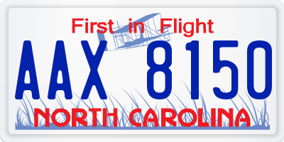 NC license plate AAX8150