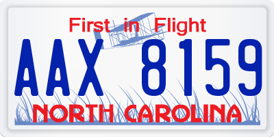 NC license plate AAX8159