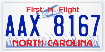 NC license plate AAX8167