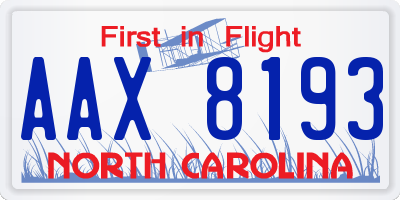 NC license plate AAX8193