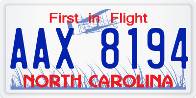 NC license plate AAX8194