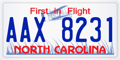 NC license plate AAX8231