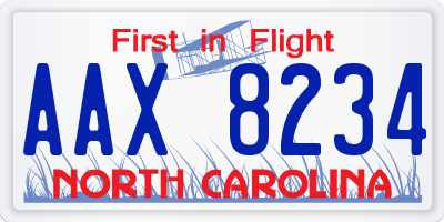 NC license plate AAX8234