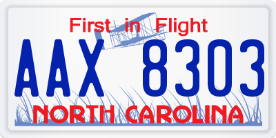 NC license plate AAX8303