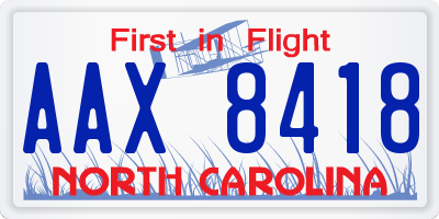 NC license plate AAX8418