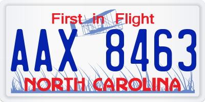 NC license plate AAX8463