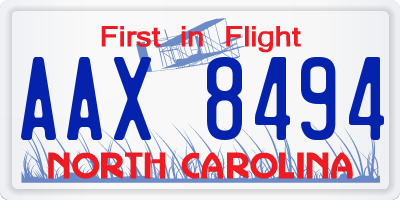 NC license plate AAX8494