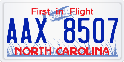 NC license plate AAX8507