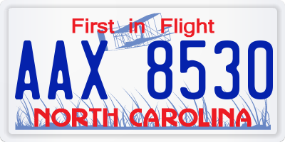 NC license plate AAX8530