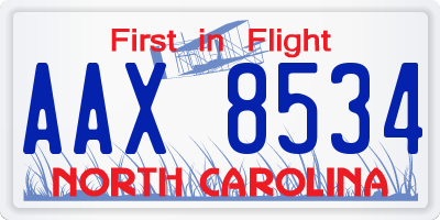 NC license plate AAX8534