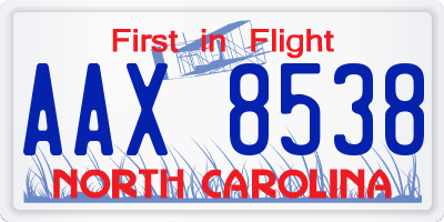 NC license plate AAX8538