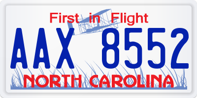 NC license plate AAX8552